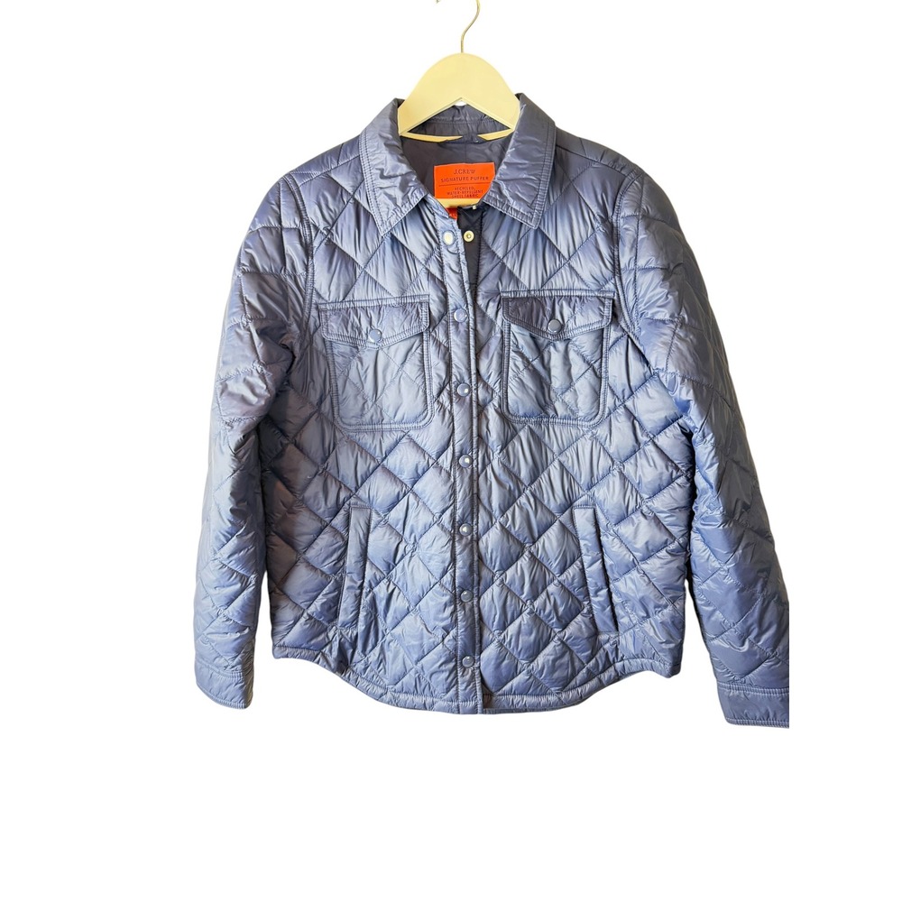 J.Crew‎ Signature Puffer Jacket Blue Quilted PrimaLoft Water Repellent BK346 S